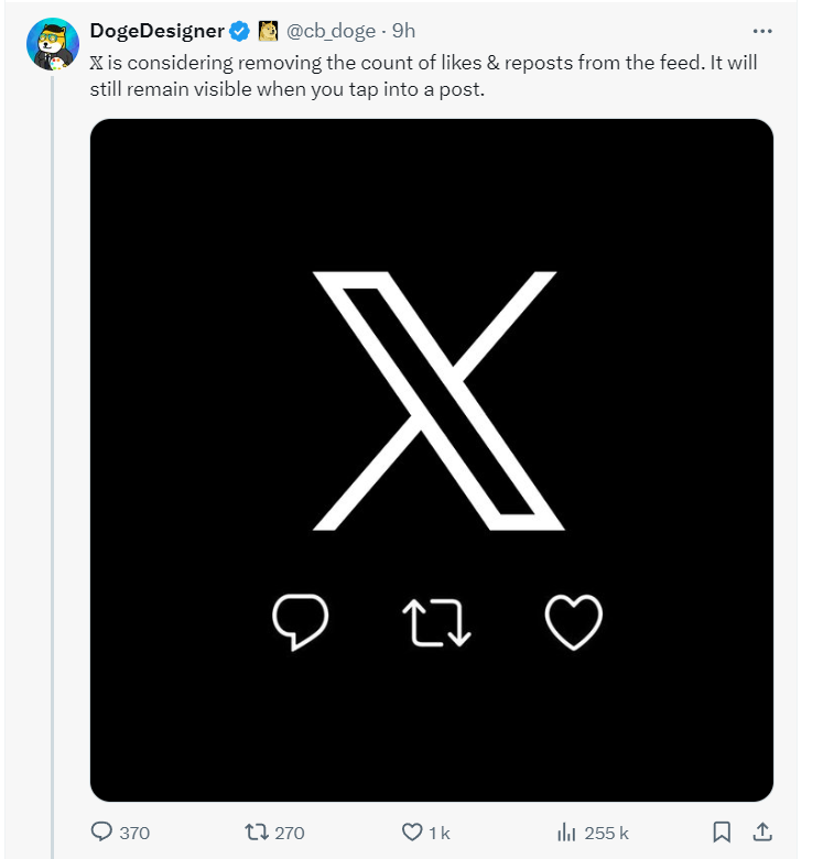 X Elon Musk veut faire disparaître le nombre de jaime et de partages