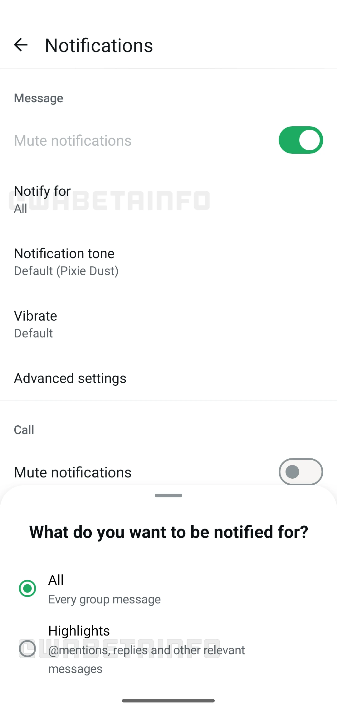 Image of customization options for discussion notifications // Credits – Wabetainfo